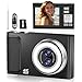 JDZ 4K All-in-One Digital Camera, 48MP Autofocus Vlogging Camera, 16X Digital Zoom Compact Portable Mini Camera with 32GB SD Card for Kids Teens Students Beginners Travel YouTube (Black)