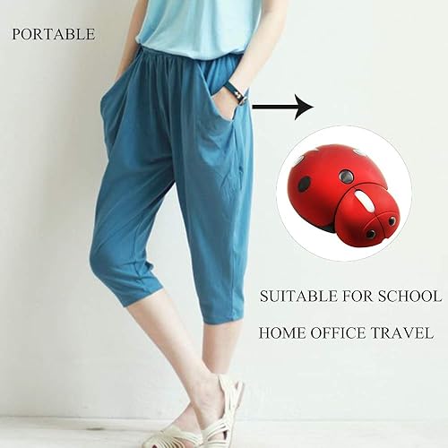 Miniatura 6 de elec Space Mini ratón inalámbrico pequeño para niños, lindo animal con forma de mariquita 3000 DPI, ratón óptico móvil portátil con receptor USB,