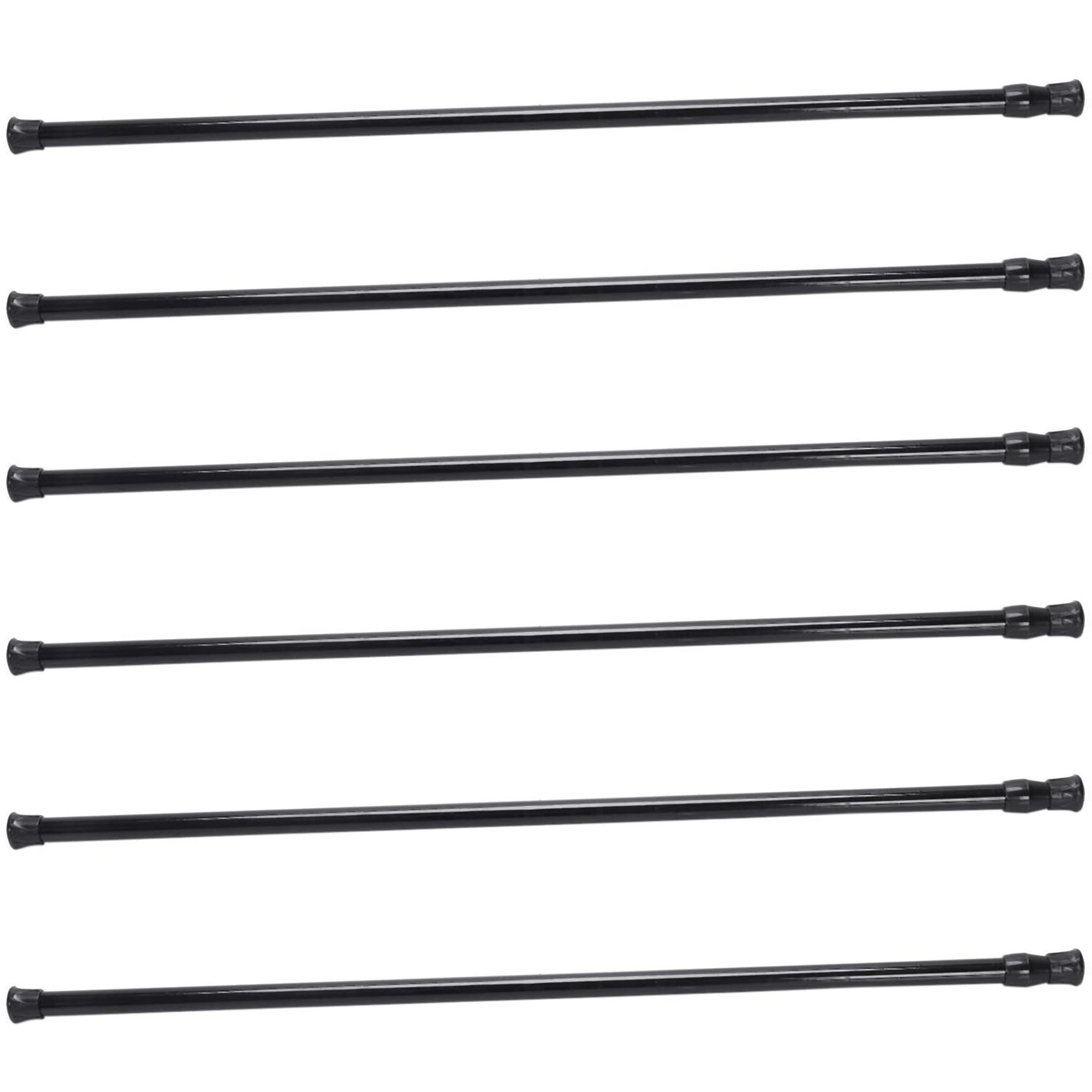 Rdjumpdjo Black 6X Extendable Telescopic Spring Loaded Net Voile Tension Curtain Rail Pole Rods,70-120Cm,