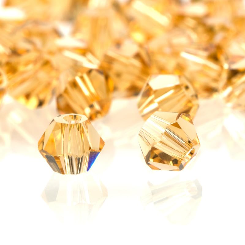 Zestaw wielokolorowych koralików Bicone Crystal Beads - koraliki szklane 3-6 mm do wyrobu biżuterii i projektów rękodzielniczych(Gold Champagne,4.0MM about 720PCS)