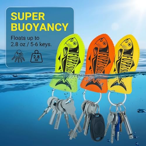 Image of 2 Pack Boat Key Float, Glow in the Dark Floating Keychain for 5-6 Boat Keys,100% Waterproof Key Floats,Strong Buoyancy,Floating Key Ring, Orange & Yellow