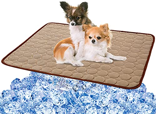 Vemee Cooling Mat Pad For Dogs Cats Ice Silk Mat Cooling Blanket Cushion For Kennel/Sofa/Bed/Floor/Car Seats Cooling (L: 28 X 22 Inches, Coffee) #TOP11