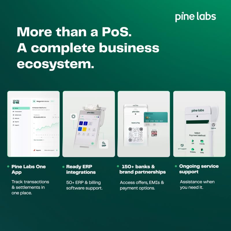 Image of Pine Labs Duo Android POS Machine | Accept All Payments - Credit Card, Debit Card, UPI, QR Code | Dual Touchscreen EDC Machine | Built-in Thermal Printer | 4G + Wi-Fi + Bluetooth | Card Swipe Machine
