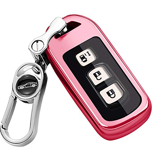 Hondaインテリジェントキーケース N-BOX に適し高級 TPU 軽量 シリコン ていますスマートキーケース 傷のつきにくい 防塵 キーホルダー, N-BOX+ プラス Nワゴン N-WGNカスタム N-ONE N-BOX SLASH スラッシュ N-VAN +STYLE ホンダ Nシリーズ専用 キーケース キーホルダー-ピンク