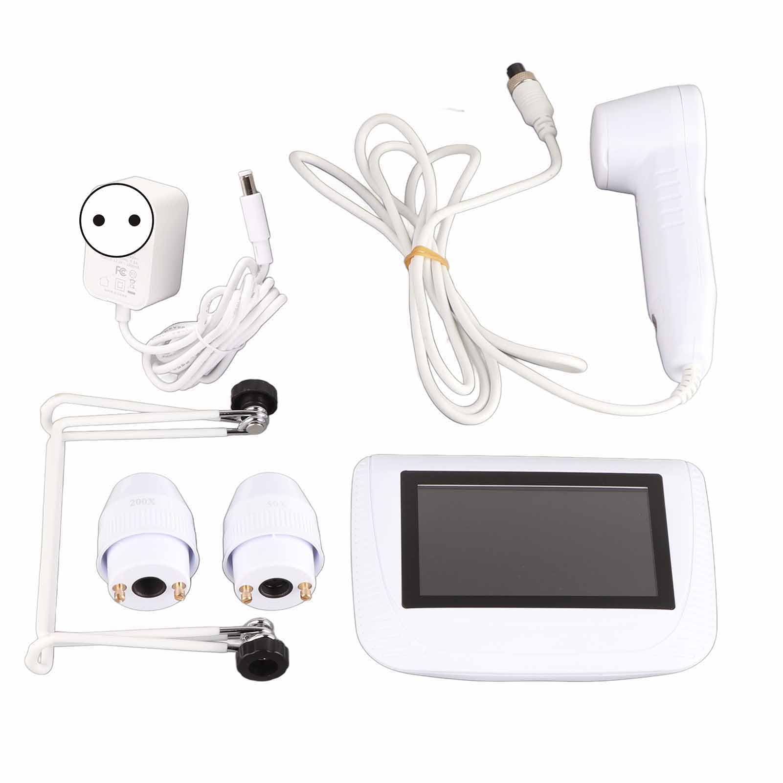 Analizzatore Diagnostico Capelli e Pelle Professionale, Tricocamera 5 Pollici con Ingrandimento 50x-200x, Rilevatore di Cuoio Capelluto, Misuratore Umidità Oleosità, Diagnosi Digitale LCD per Viso Fo