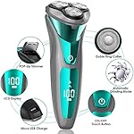 Seaboat Electric Shaver for Men - Waterproof 3D Rotary Electric Razor with Pop Up Beard Trimmer Wet and Dry Use…