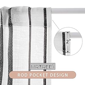 MRTREES Kitchen Curtains Striped Semi-Sheer Tier Curtains Farmhouse Pinstripes Linen Textured Short Cafe Curtain Panels for Bathroom Living Room RV Rustic (2 Panels, W30×L45, Black on White) MRTREES Kitchen Curtains Striped Semi Sheer Tier Curtains Farmhouse Pinstripes Linen Textured Short Cafe Curtain Panels for Bathroom Living Room RV Rustic 2 Panels W30L45 Black on White