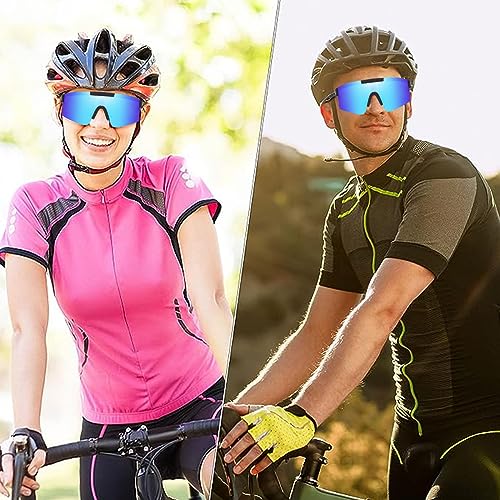 FDEETY Polarised Sports Sunglasses Cycling Goggles UV400 Protection Bike Eyewear for Outdoor Activities Running Climbing Running Fishing Golf Adults Unisex (Ice Blue) - Image 4