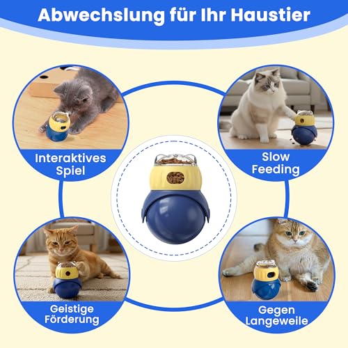 Intelligenzspielzeug für Katzen, Verstellbarer Leckerli-Spender für Wohnungskatzen, Sicher mit IQ-Training zur Geistigen Stimulation gegen Langeweile, Geschenk – Bild 4
