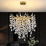 lustre pampilles 5 branches Design unique: Ce Luxe Lampe à Pendentif en Cristal s'inspire des branches d'une forêt. Les branches métalliques, multicouches et électroplaquées, arborent un éclat délicat. Associées aux feuilles de cristal K9, Lustre en Cristal la haute transparence du métal assure une réfraction lumineuse optimale, répondant ainsi aux exigences esthétiques d'une œuvre d'art et à la fonction d'éclairage d'une lampe.