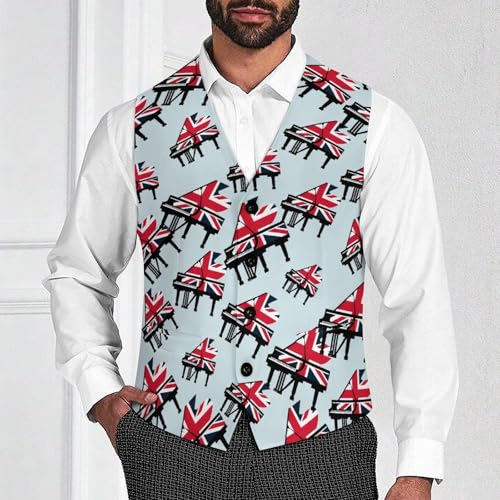 Great Britain England Piano Suit Vest for Men Waistcoat Dressy V Neck Button Down Sleeveless Business Jacket Coat4