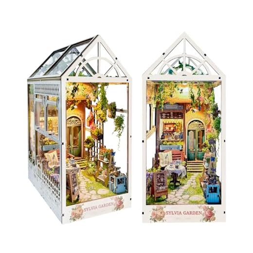 Cuteefun DIY Book Nook Kit, Inserto per Libreria in Miniatura Fai da Te, Fermalibri in Legno 3D con Luce LED, Decorazione Delicata, Adulti e Ragazzi (Giardino di Sylvia)