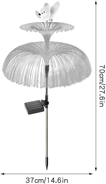 2 Pack Solar Lights Outdoor Garden, LED Jellyfish Shape Fiber Outdoor Pathway Lights Decoration, Waterproof Solar Garden Ornaments Light, for Yard Pathway Lawn Party Decorations [Energy Class A+++]