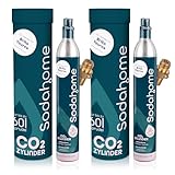 Sodahome 2x CO2 Zylinder für 60L Sprudelwasser - Kompatibel mit allen Brita Yource Geräten - Kohlensäure Zylinder zum Einschrauben für Sprudelwasser - geprüft & abgefüllt in Deutschland (2er Set)