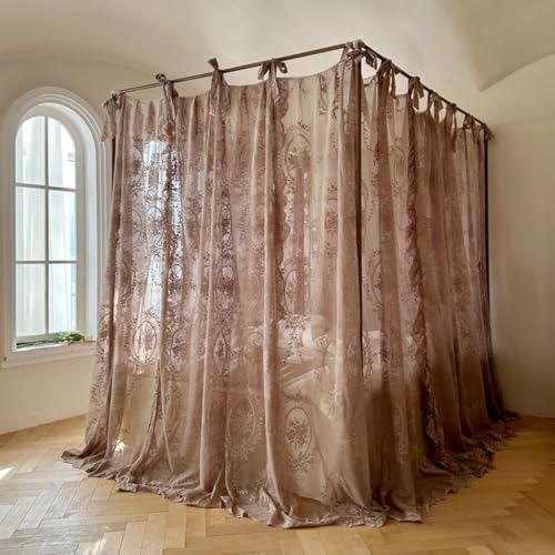 HDSDVNON Dosel De Cama Y Mosquitero De Encaje Princesa: Elegante Diseño Romántico De 4 Postes For Bodas, Habitaciones Infantiles Y Decoración De Dormitorios De Niñas Y Adultos.(#7,#13)