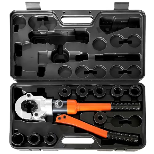 OKSTENCK Hydraulic Crimping Pliers,Press Tool Plumbing,Includes 5 Copper Tube Crimping Dies: 12, 15, 18, 22, 28mm, Suitable for Copper Tube Crimping, Plus 4 PEX-AL-PEX Tube Dies: 16, 20, 26, 32mm.