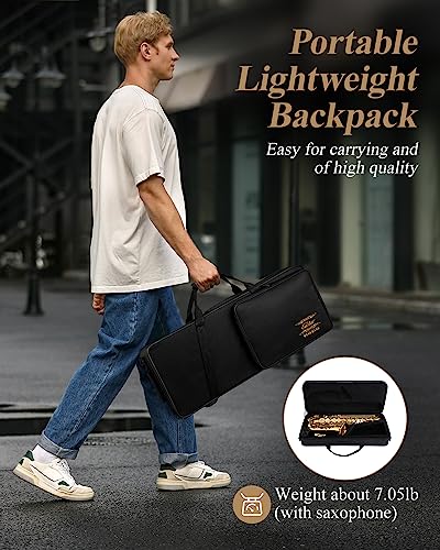 eastar student alto saxophone e flat for beginner sax full kit with carrying case mouthpiece straps reeds stand golden lacquer as-