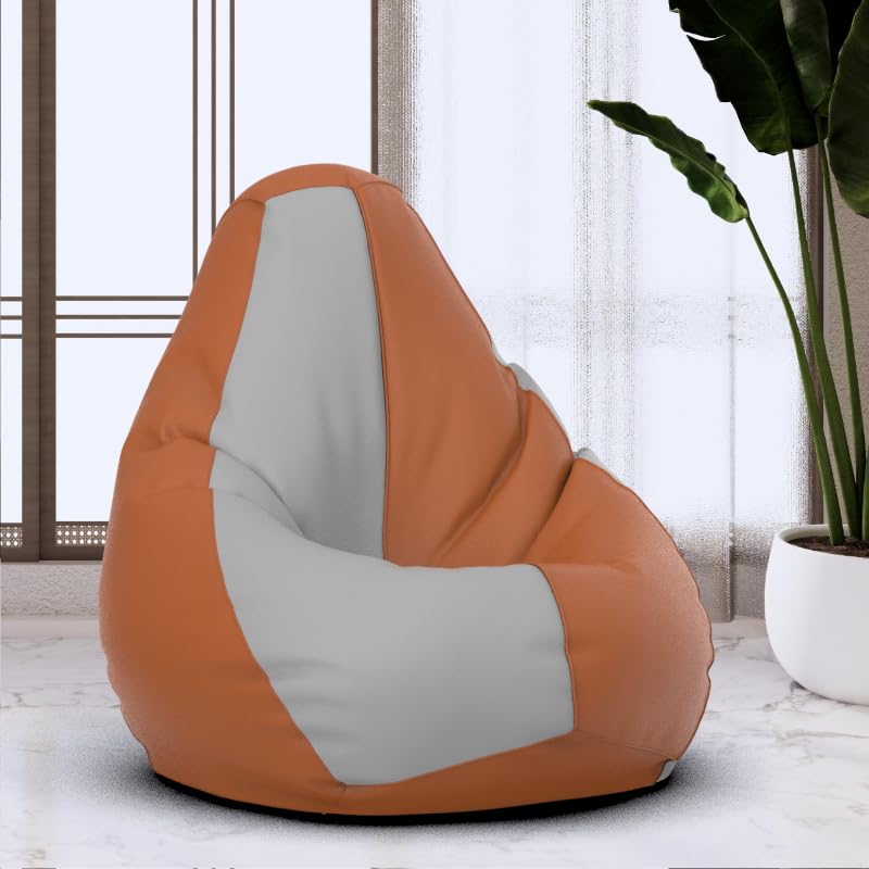 Bean Bag Chair Cover | Size: 3XL | Color: Light-Grey Tan-Brown | Without Beans | Premium Leatherette Cover (CMF 3777)-image-21