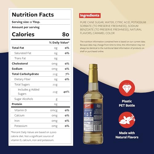 Image of Torani Coffee Syrup, French Vanilla Flavored Syrup for Drinks, Pump Included, 25.4 Fl Oz