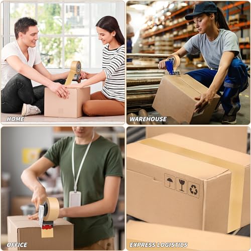 Image of Oleitodh 12 Pack Brown Paper Packing Tape, Kraft Paper Tape Bulk 2 inch x 55 Yardx 7 mil Gummed Tape for Marking, Sealing Box, Masking, Shipping, Strong Adhesive Easy-to-Tear Waterproof Tape