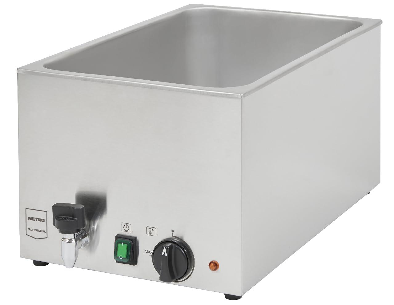 METRO Professional Baño María GBM1200, Acero Inoxidable, 340 x 610 x 283 mm, con Grifo de Vaciado, 30 L