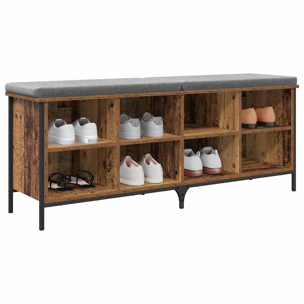 Schuhschrank Altholz Verbundholz und Eisen 131 x 35 x 50 cm Schuhregal Schuhablage Schuhkipper Schuhständer Aufbewahrung Ordnung Flur Diele Garderobe platzsparend schmal geschlossen
