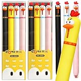 JUNJAKU 8 Pcs Chicken Pens, Gel Cartoon Chick Pen 0.5mm Retractable Black Ink Writing Pen Gifts Funny Office Supplies (8pcs Chicken Pens)