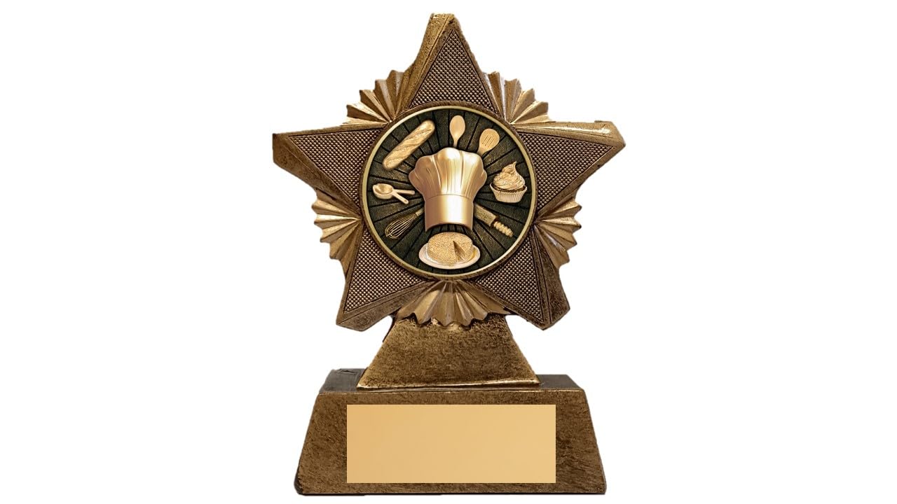 Cooking Trophy Award Premier Star Antique Gold 150mm Heavy Resin Chef Bake Off Kitchen Free Engraving -troshow2-a