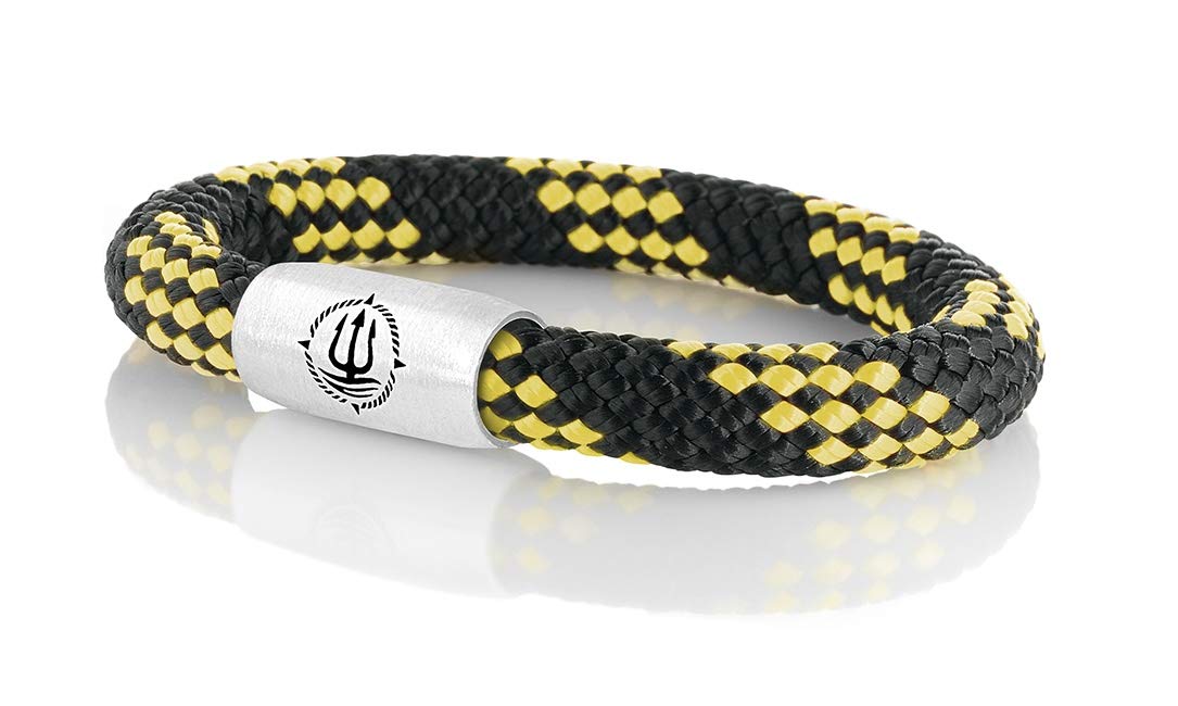 Maritimes Seemannsgarn Segeltau Armband Usedom schwarz-gelb 8mm