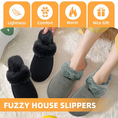 Fuzzy House Slippers for Women Indoor Outdoor Mens Ladies Platform Memory Foam Comfy House Shoes Fluffy Warm Cozy Bedroom Clogs2
