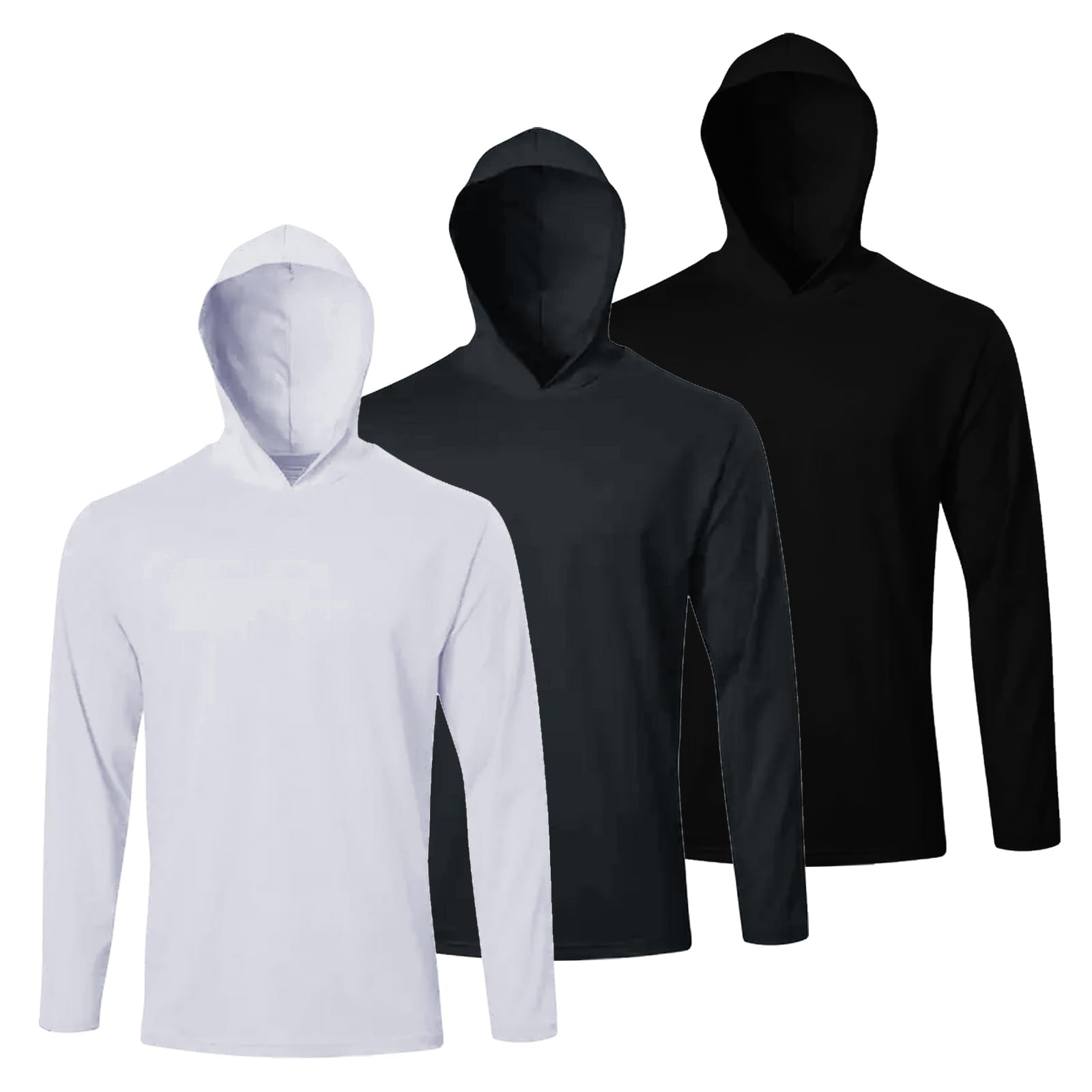 LeeHanTon Men UPF 50+ Sun Protection Hoodie Long Sleeve T Shirts Pack Quick Dry Shirt for Athletic Running Activewear Workout