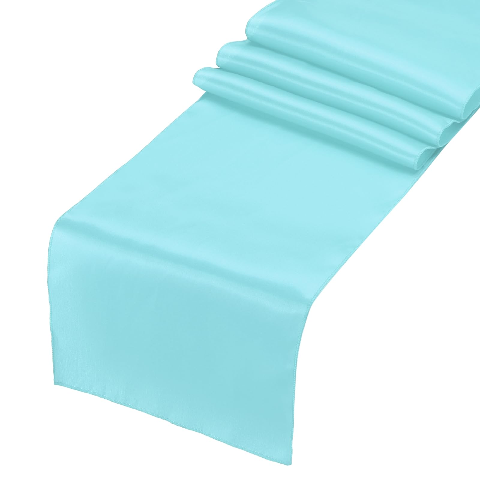 Chemin de table en satin de soie anti-pli turquoise pour table de salle à manger