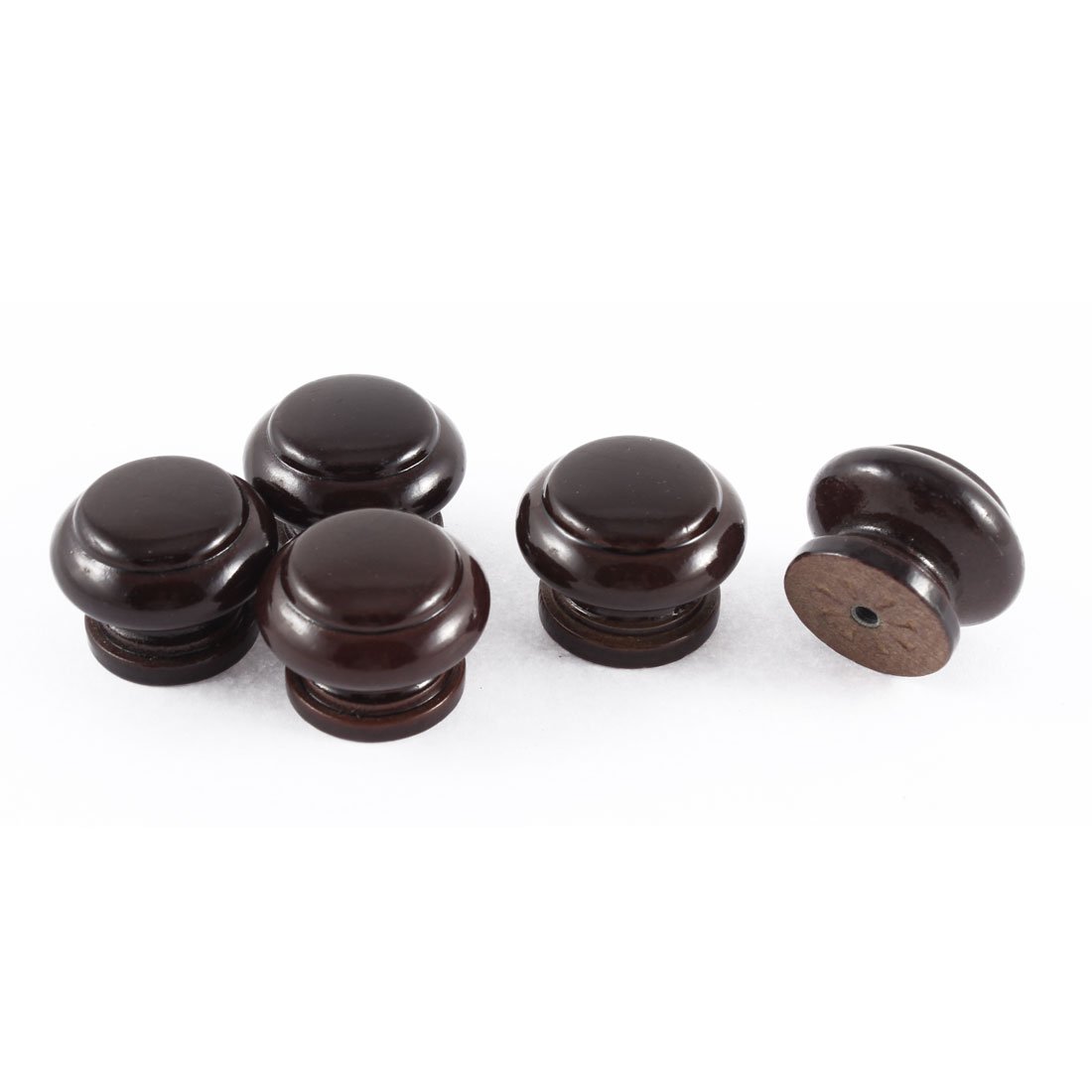 Aexit Cabinet (Home hardware) Drawer Cupboard Closet Wood Handle Pull Knob Dark Brown 5 Pcs (94ry92qf718) w Screw