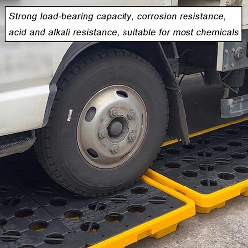 Spill Platform, Stackable Modular Platform, Spill-Proof Tray with Flat Top Grating, Polyethylene Spill Containment Pallet, Factory Workshop Warehouse Storage Pallets (33x33x5.8cm)