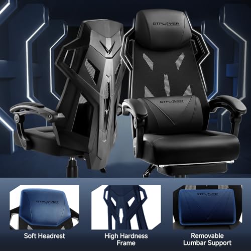 GTPLAYER Computer Chair with Adjustable Footrest, Ergonomic Gaming Chair with Headrest and Lumbar Support, Breathable Mesh Office Chair for Adults, High Back Reclining Desk Chair for Gaming and Office