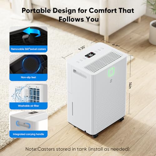 Image of HUMILABS 1600 sq. ft. Dehumidifier for Basement, 21 Pint Dehumidifier for Home with Drain Hose, Auto Modes, 24H Timer, Child Lock, 37dB. Ideal for Bathrooms, Basements, and Large Rooms.