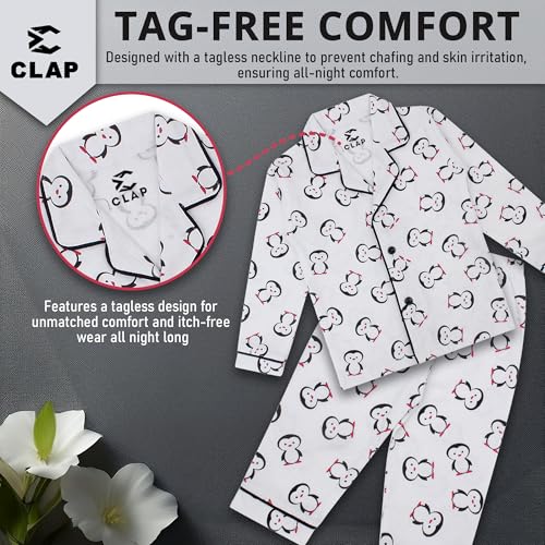 Image of CLAP Kids Cotton Printed Full Sleeves Night Suit