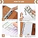 Auzesto A6 Budget Binder, Soft PU Leather Notebook Binder Planner Cover with 16 Pockets Cash Envelopes, 12 Expense Sheets, 4 Shts Letter Sticker Labels for Bill (Brown), ZS23-25