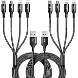 RULUS Multi Charging Cable [2Pack 4Ft] Multiple Charger Cable Braided Multi Charging Cord 4 in 1 Fas