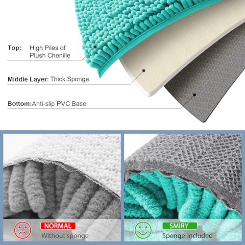 Smiry Luxury Chenille Toilet Rugs U-Shaped 20x20, Soft Absorbent Non-Slip Contour Bathroom Rugs for Toilet, Machine Washable Contoured Bath Mats, Turquoise