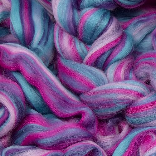Image of Combed Top Roving. Limited Edition Fiber for Spinning, Needle Felting, Wet Felting, Weaving and Crafting. Colorful Designer Merino, Alicorn Dream