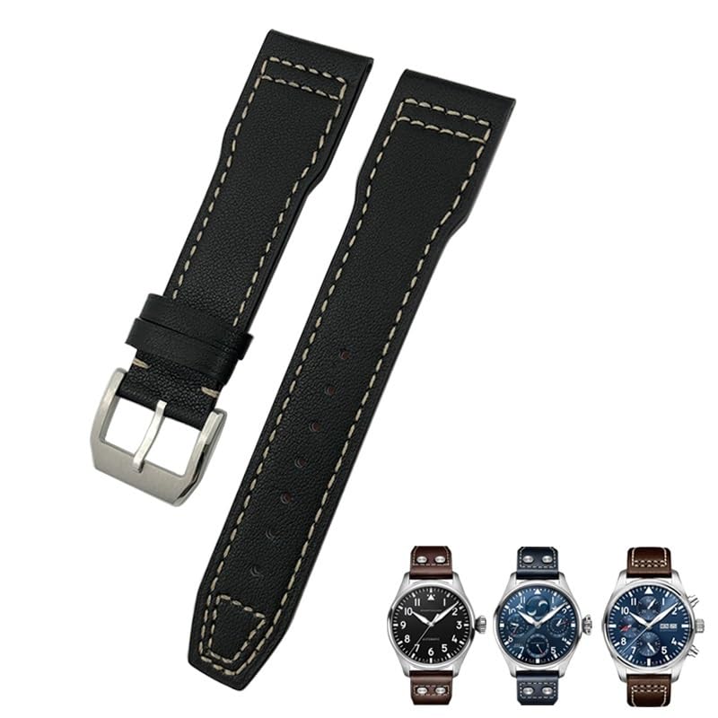 Bracelet en cuir véritable 20 mm anti-usure pour IWC Big Pilot