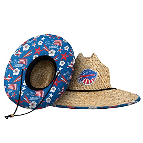 Image of NFL Team Logo Americana Floral Lifeguard Beach Straw Sun Hat