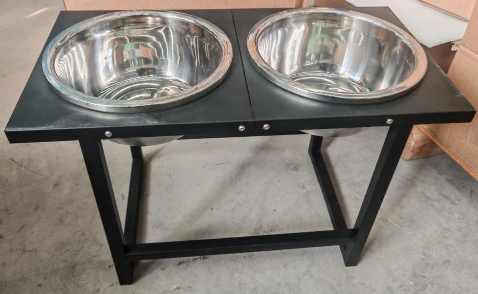 Station d'alimentation SuréLevéE pour Chiens, 2 Gamelles INOX 3,5 L | Galvanisé Mangeoire pour Chien Utilisable en IntéRieur et ExtéRieur