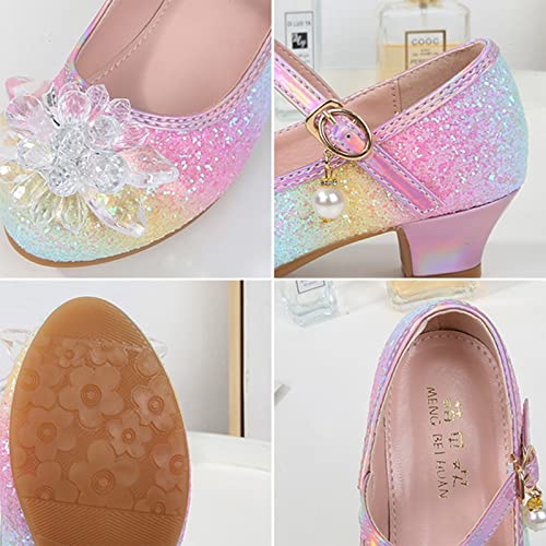 Girls Dress Flat Toddler Princess Glitter Flower Big Kids Shoes Mary Jane Low Heels for Party Wedding Flat4