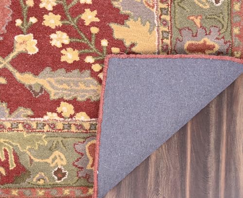 Image of Restoration and Renovation Traditional Handcrafted Area Rug, Classic Oriental Pattern, Premium Wool, Rich Red & Gold with Floral Accents, Perfect for Living Room Bedroom Carpet (Rust, 3' x 5')