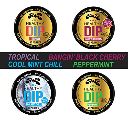 New Teaza Herbal Energy Pouch Mixed (4 Pack) Peppermint-Tropical-Cool Mint Chill-Banging Black Cherry #TOP9