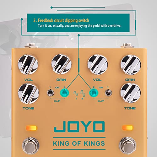 Image of JOYO Dual-Channel Overdrive Guitar Pedal, Pure Analog Circuit with Independent Clipping (Hard /Soft) per Channel, Stackable A to B, True Bypass (King of Kings R-20)