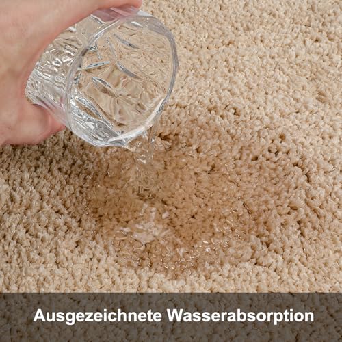 SOANNY Badematten Set 2-teilig, rutschfest & Waschbar, Luxus Dicke Mikrofaser Badezimmerteppich, 50x80 cm Badvorleger & 50x50 cm Toilettenmatte, Kamel – Bild 6