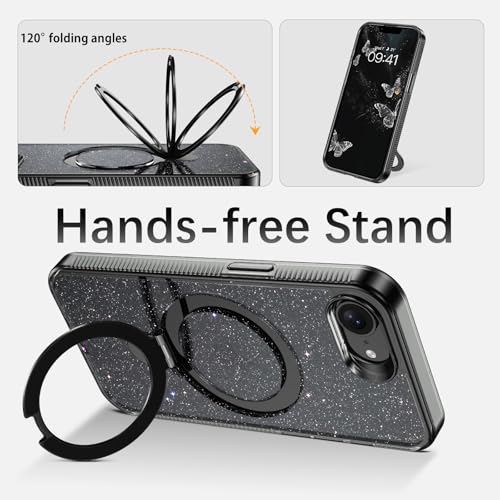 Coque compatible MagSafe iPhone 16e antichoc transparente paillettes - 5